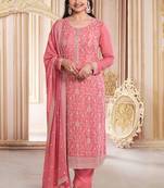 Peach chinon embroidered salwar suit