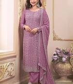 Lavender chinon embroidered salwar suit
