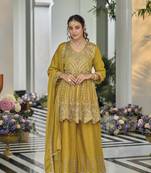 gold  Party Wear Embroidered work Stitched salwar suits