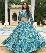Women's wear chiffon crop top lehenga