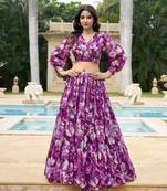 Women's wear chiffon crop top lehenga