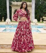 Women's wear chiffon crop top lehenga