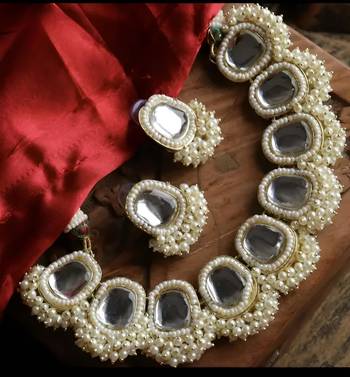 Regal pearl and crystal Necklace :: - handcrafted ethnic bridal jewelry 1