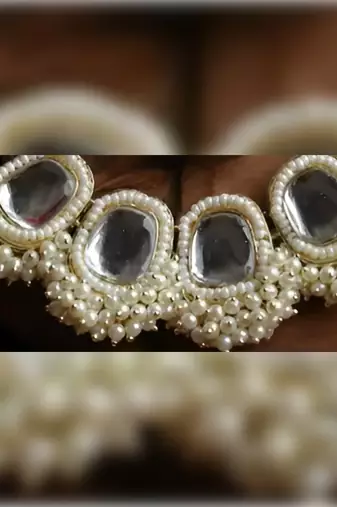 Regal pearl and crystal Necklace :: - handcrafted ethnic bridal jewelry