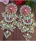 Exquisite polki kundan stone and pearl earrings - regal ethnic bridal jewelry