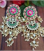 Exquisite polki kundan stone and pearl earrings - regal ethnic bridal jewelry