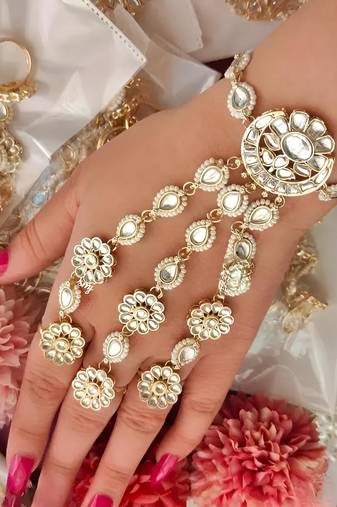 Dazzling crystal floral hand harness - exquisite bridal and formal jewelry