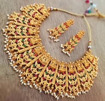 Traditional indian bridal jewelry set - ornate chandelier Necklace :: 1
