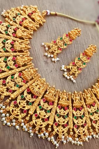Traditional indian bridal jewelry set - ornate chandelier necklace