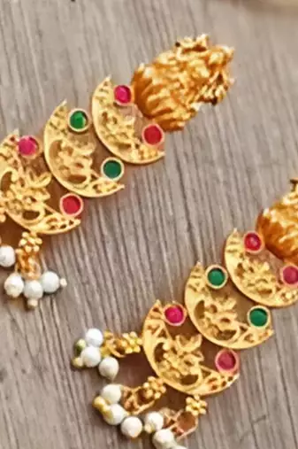 Traditional indian bridal jewelry set - ornate chandelier Necklace ::
