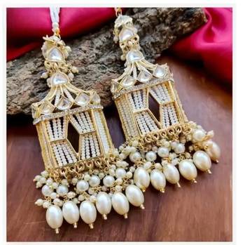 Exquisite handcrafted gold-plated jhumka earrings with pearl beads     perfect for weddings & festivals 1