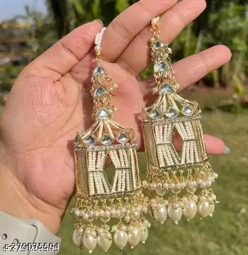 Exquisite handcrafted gold-plated jhumka earrings with pearl beads     perfect for weddings & festivals 2