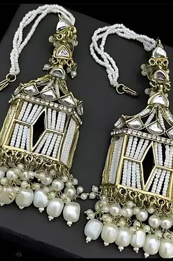 Exquisite pearl and filigree chandelier earrings - handcrafted ethnic jewelry