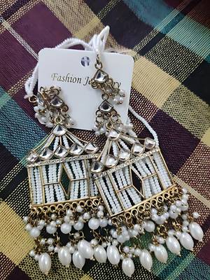 Exquisite pearl and filigree chandelier earrings - handcrafted ethnic jewelry 2