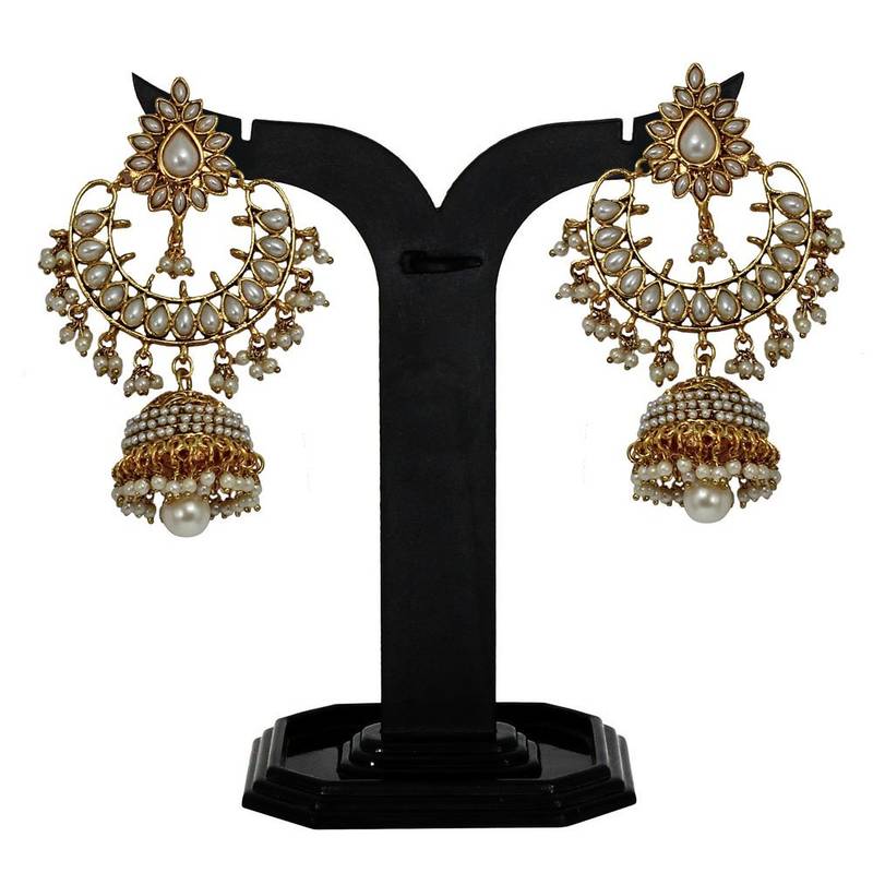 Designer Gold Plated Ram Leela Earrings Set with beautiful Pearl