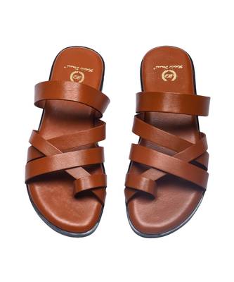 Handcrafted comfort leather gladiator style slippers with soft leather 1