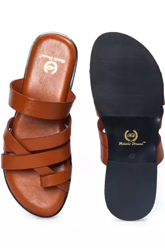 Handcrafted comfort leather gladiator style slippers with soft leather