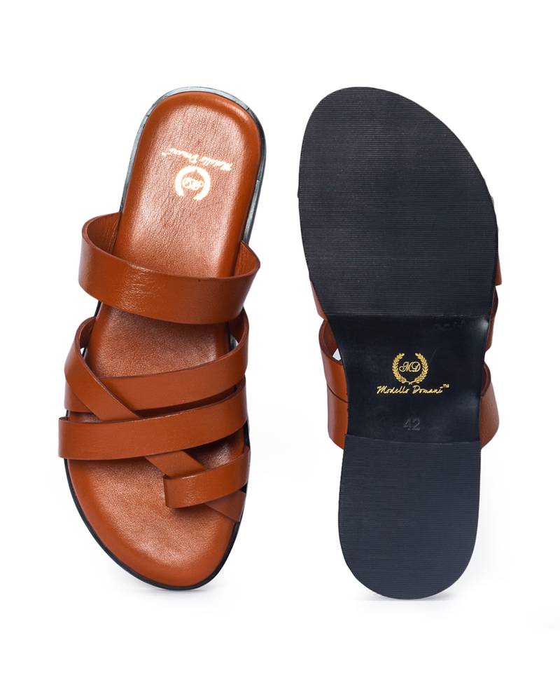 Handcrafted comfort leather gladiator style slippers with soft leather