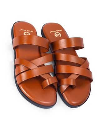 Handcrafted comfort leather gladiator style slippers with soft leather 4