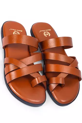 Handcrafted comfort leather gladiator style slippers with soft leather