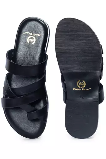 Handcrafted comfort leather gladiator style slippers with soft leather insole