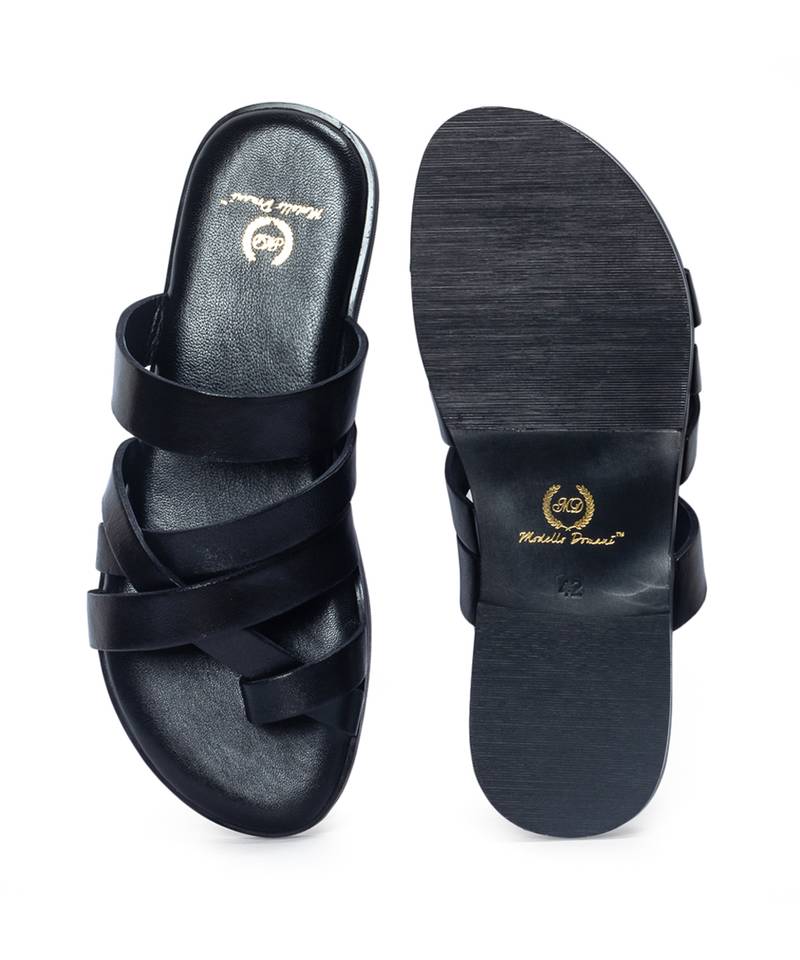 Handcrafted comfort leather gladiator style slippers with soft leather insole