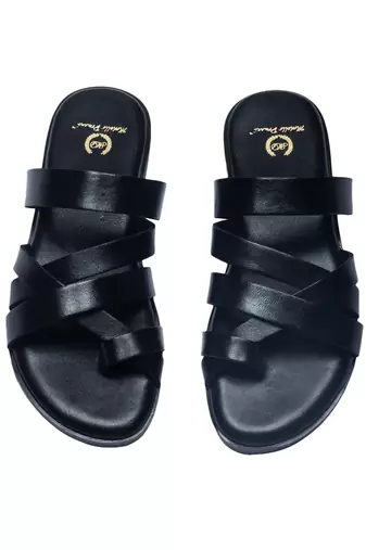 Handcrafted comfort leather gladiator style slippers with soft leather insole