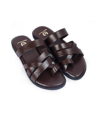 Handcrafted comfort leather gladiator style slippers with soft leather insole 2