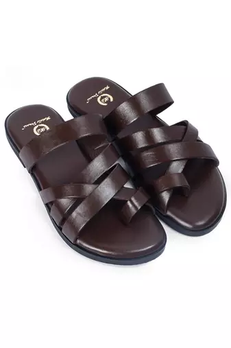 Handcrafted comfort leather gladiator style slippers with soft leather insole