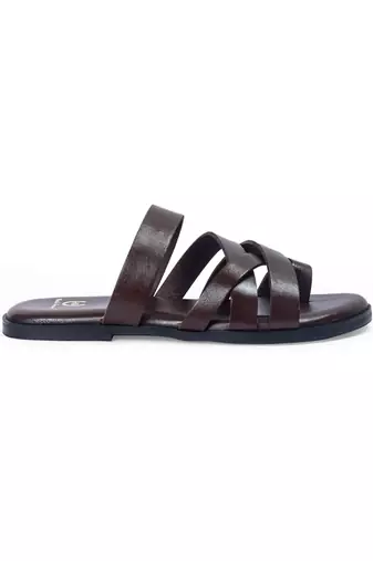 Handcrafted comfort leather gladiator style slippers with soft leather insole
