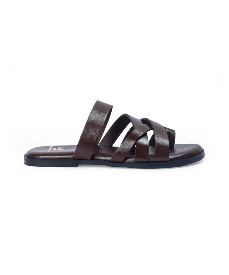 Handcrafted comfort leather gladiator style slippers with soft leather insole