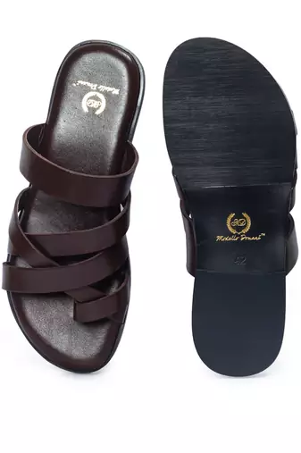 Handcrafted comfort leather gladiator style slippers with soft leather insole