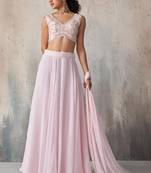 light pinkgeorgette western palazzo style lehenga