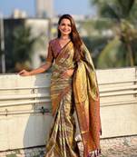 Wine original dharmavaram leheriya silk zari woven saree