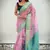 Lavender tissue crush silk floral printed saree with zari woven border