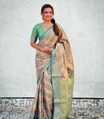 Rama blue original dharmavaram leheriya silk zari woven saree