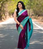 Purple Kanjivaram Soft Khadi Georgette Silk Saree,Blouse-not As Per Image