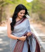 Light-Blue Kanjivaram Soft Khadi Georgette Silk Saree,Blouse-not As Per Image
