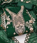 Green georgette embroidery work stones unstitched dress material