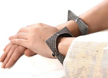 Oxidised bangle kada, silver look alike bracelet kada, indian ethnic jewelry openable kada 2