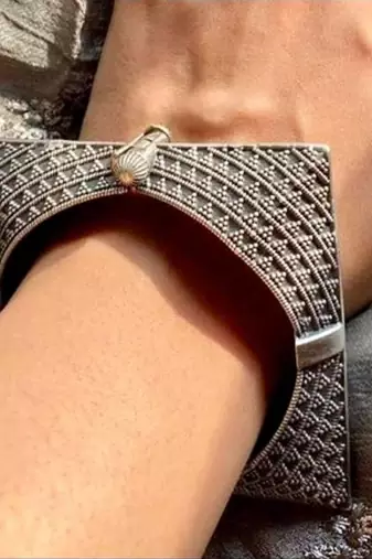 Oxidised bangle kada, silver look alike bracelet kada, indian ethnic jewelry openable kada