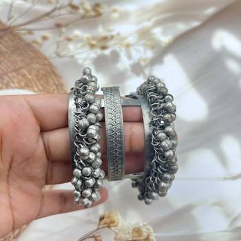 Ghungroo cuff kada bracelet adjustable oxidized bangle for women indian oxidized bangle kada 1