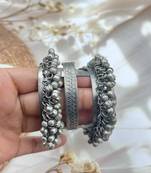 Ghungroo cuff kada bracelet adjustable oxidized bangle for women indian oxidized bangle kada