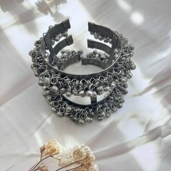 Ghungroo cuff kada bracelet adjustable oxidized bangle for women indian oxidized bangle kada 4