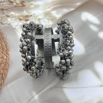 Ghungroo cuff kada bracelet adjustable oxidized bangle for women indian oxidized bangle kada 5