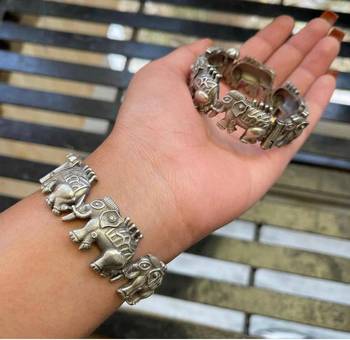 Elephant design kada/bracelet, german silver bracelet,antique bracelet, indian oxidised kada 3