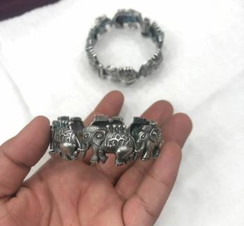 Elephant design kada/bracelet, german silver bracelet,antique bracelet, indian oxidised kada 4