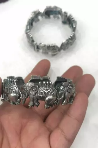 Elephant design kada/bracelet, german silver bracelet,antique bracelet, indian oxidised kada