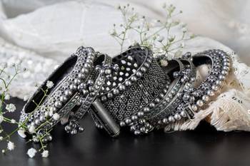 Bangles set kada hand silver plated bracelet antique openable kada ghunghroo gifts for wedding 2