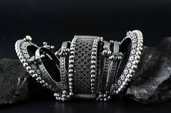 Bangles set kada hand silver plated bracelet antique openable kada ghunghroo gifts for wedding 5